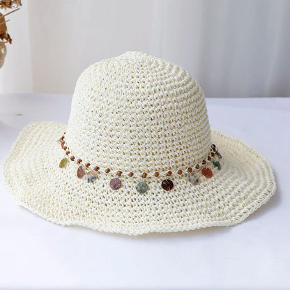 Multicolor Crochet Foldable Straw Bucket Hat