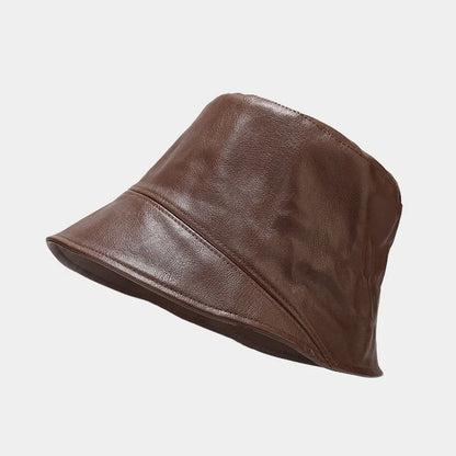 PU Solid Color Bucket Hat for Women and Girls