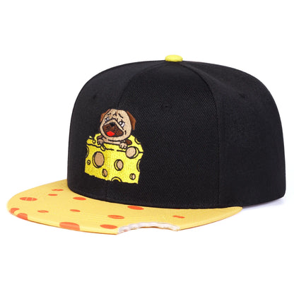 Unisex Cheese Pug Embroidery Hip-hop Hats