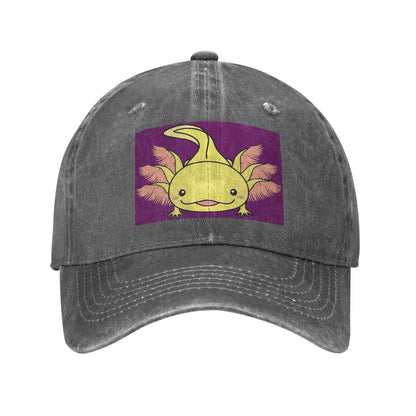 Cute Axolotl Perfect Saying Washed Denim Baseball Cap