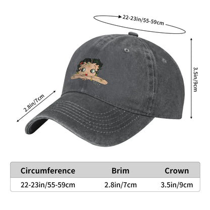 Cartoon Betty Boops Washed Y2K Baseball Cap