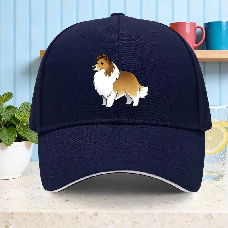 Cartoon Rough Collie Printed Adjustable Baseball Cap