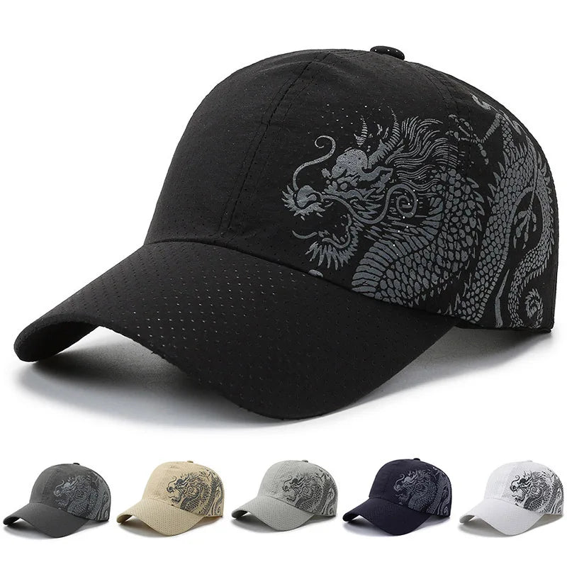 Unisex Dragon Pattern Quick-Dry Sports Baseball Cap