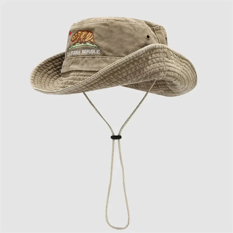 Autumn Cotton Embroidered Outdoor Travel Bucket Hat