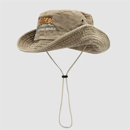 Autumn Cotton Embroidered Outdoor Travel Bucket Hat
