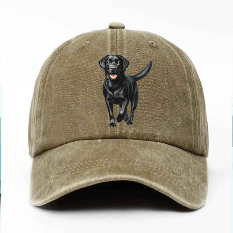 Black Labrador Print Adjustable Baseball Cap