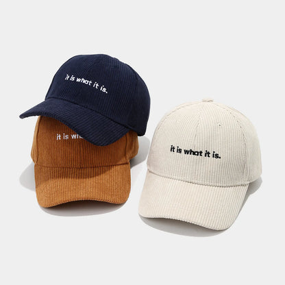 Winter Corduroy Embroidered Letter Baseball Cap
