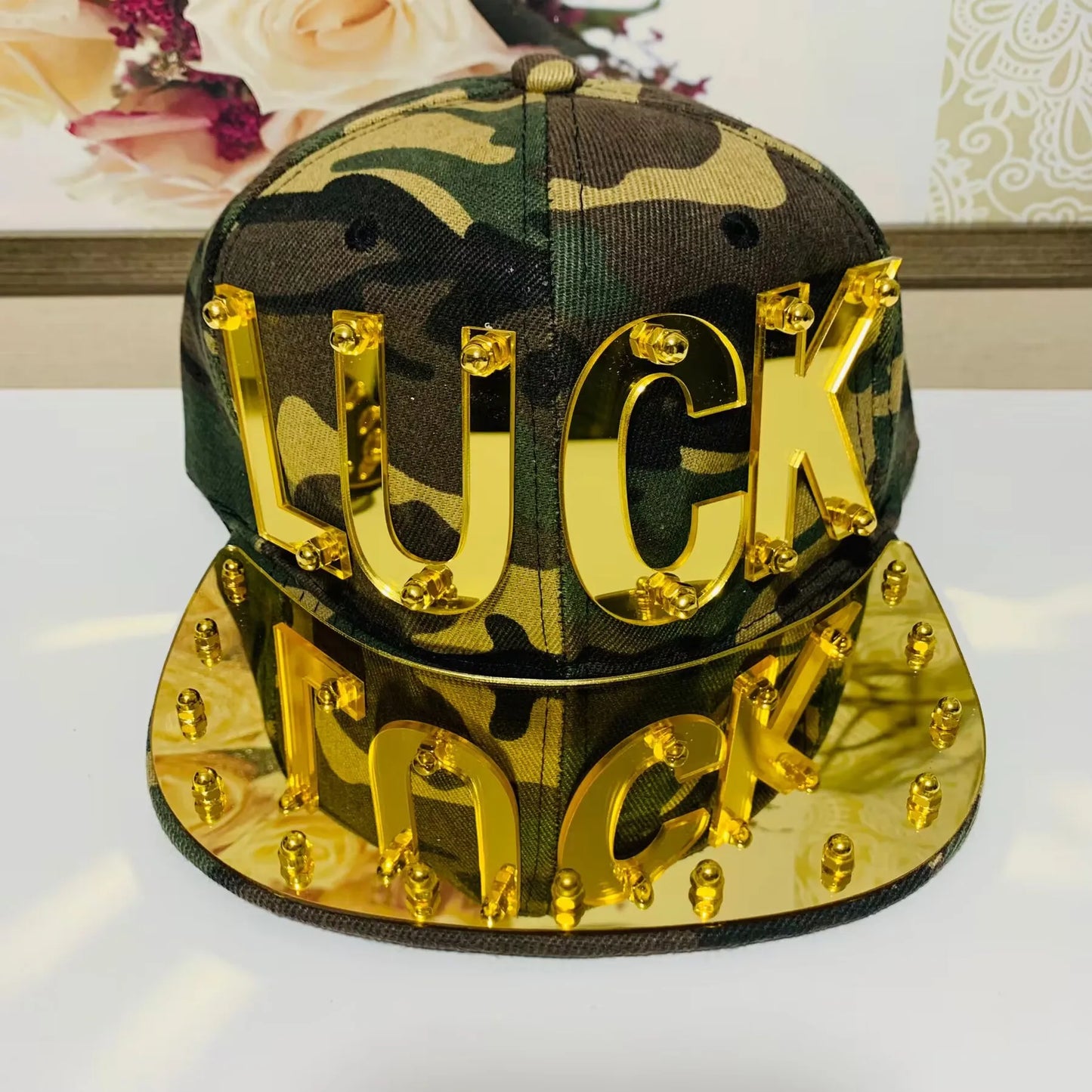 Glitter Rivet Hip Hop Snapback Cap