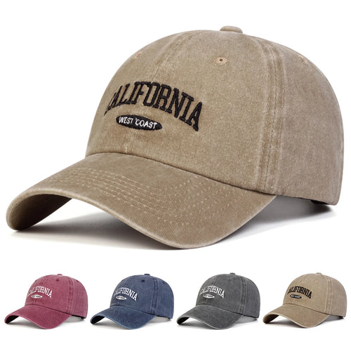Unisex CALIFORNIA Letter Embroidery Wash Baseball Caps