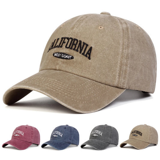 Unisex CALIFORNIA Letter Embroidery Wash Baseball Caps