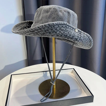 Unisex Vintage Washed Denim Bucket Hat