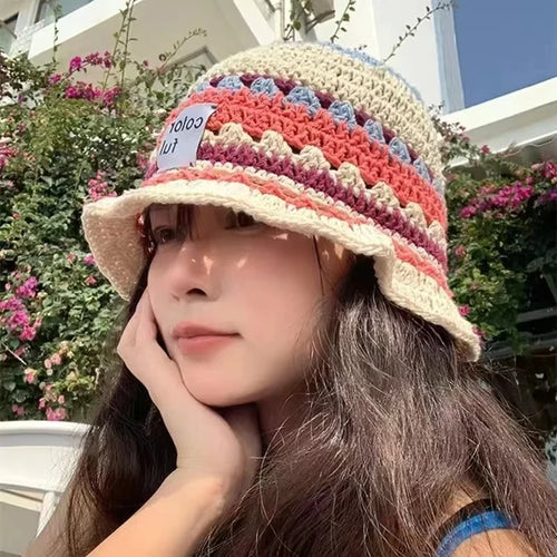New Japanese Contrasting Color Sweet Bucket Hat