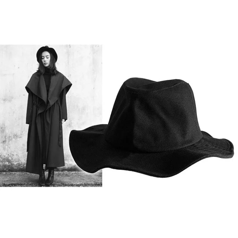 Oversized Yamamoto Style UPF50+ Black Bucket Hat