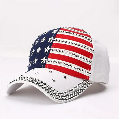 Sparkle Studded American Flag Baseball Cap