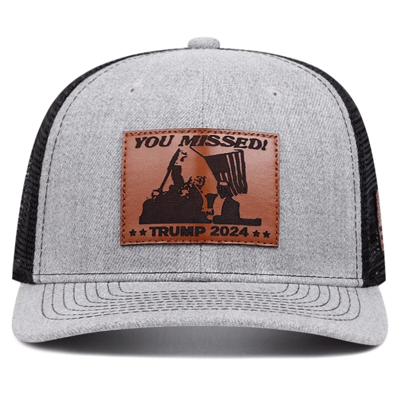 Leather Label Embroidered Slightly Curved Baseball Cap