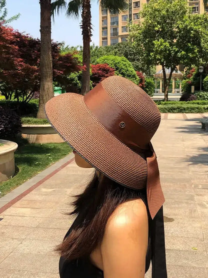 French Hepburn Bow Wide Brim Bucket Hat