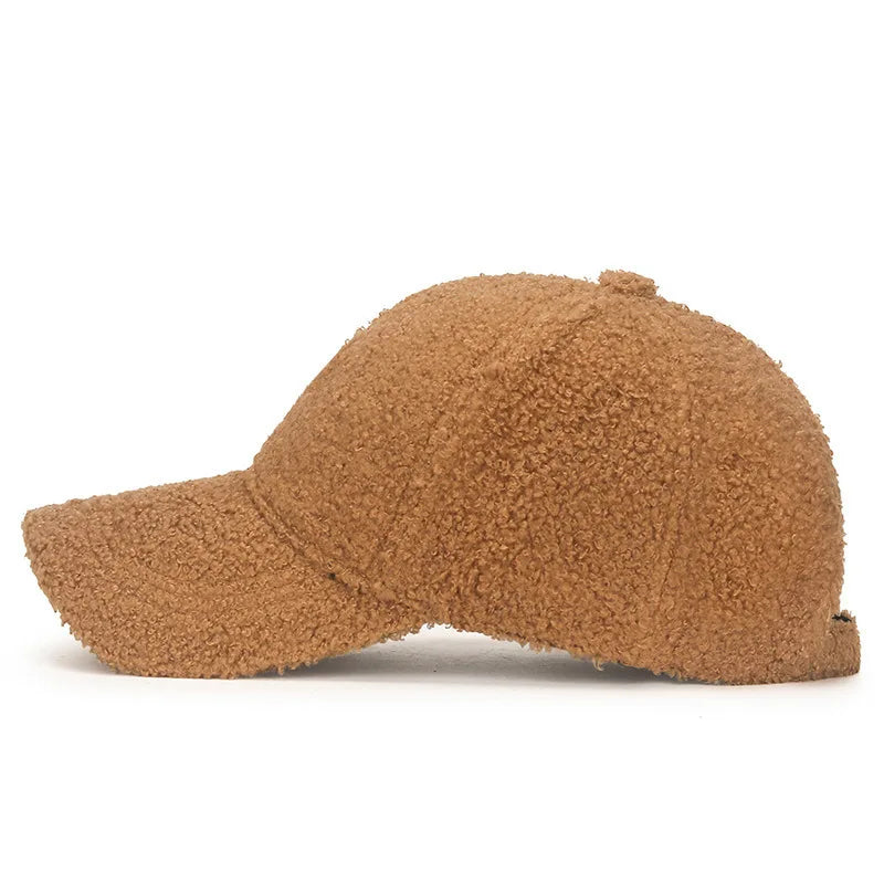 Winter Lamb Wool Solid Baseball Cap