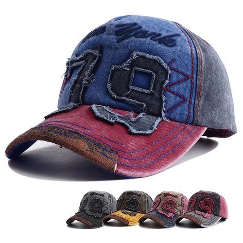 Unisex Washed Cotton Embroidered Letter Baseball Cap