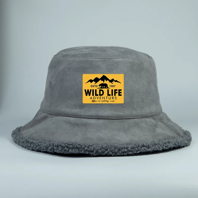 Winter Reversible Faux Suede Bucket Hat