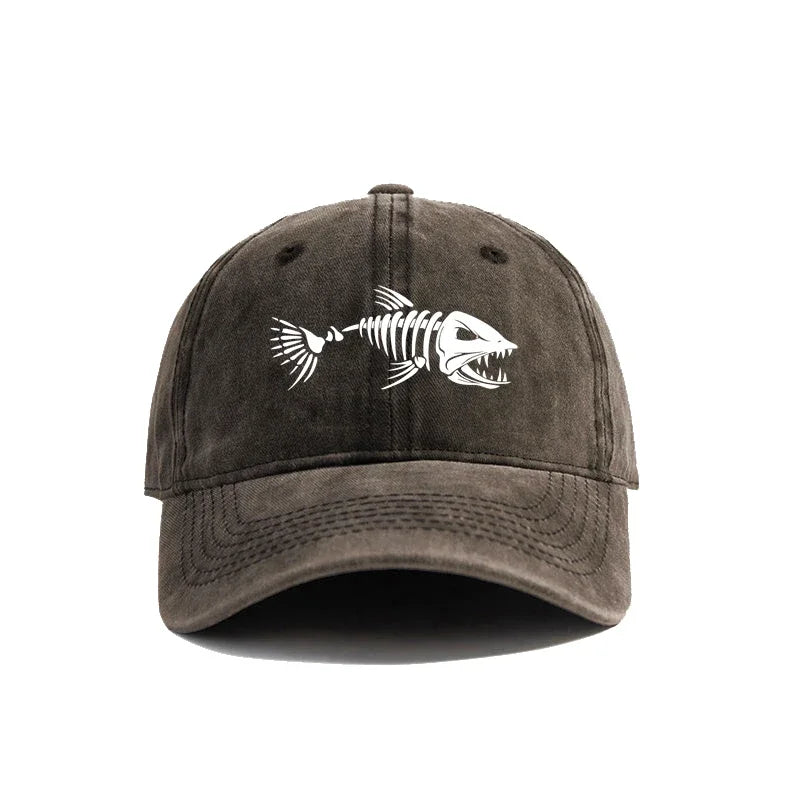 Vintage Fishbone Print Unisex Baseball Cap