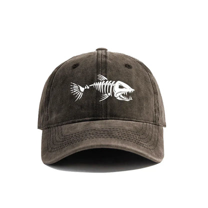Vintage Fishbone Print Unisex Baseball Cap