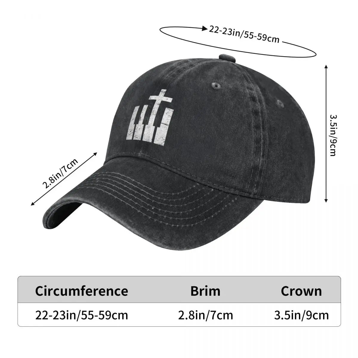 Christian Musician Keyboard Cross Denim Baseball Cap