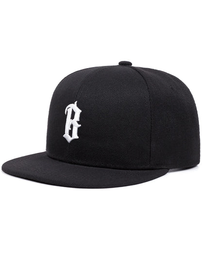 B Gothic Embroidered Flat Brim Baseball Cap