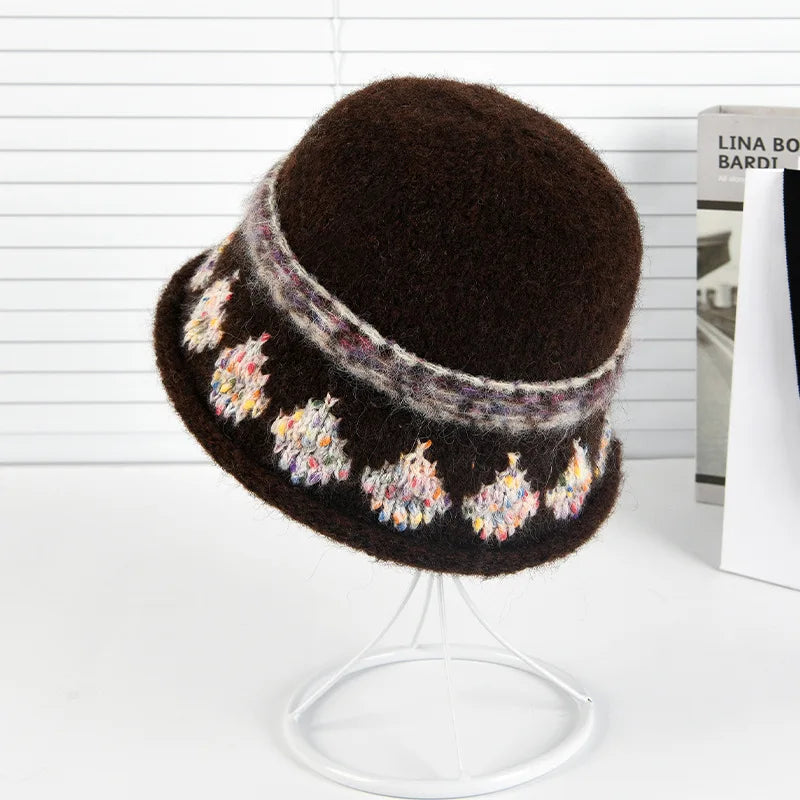 Jacquard Knitted Warm Ear Protection Bucket Hat