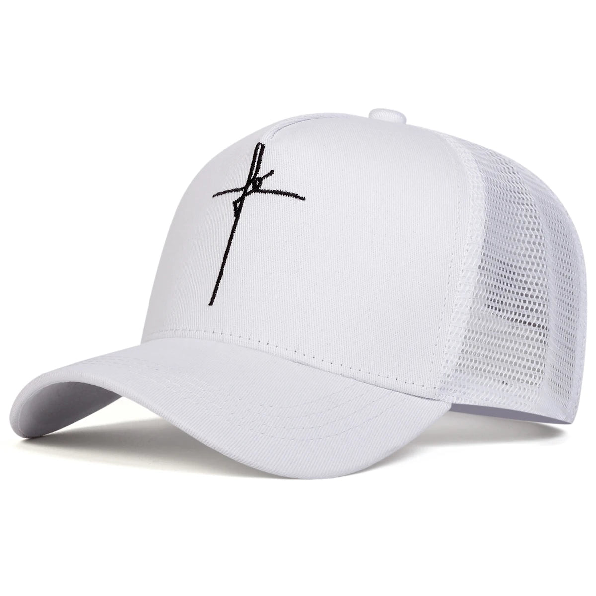 Unisex Cross Embroidery Baseball Net Caps
