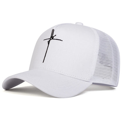 Unisex Cross Embroidery Baseball Net Caps