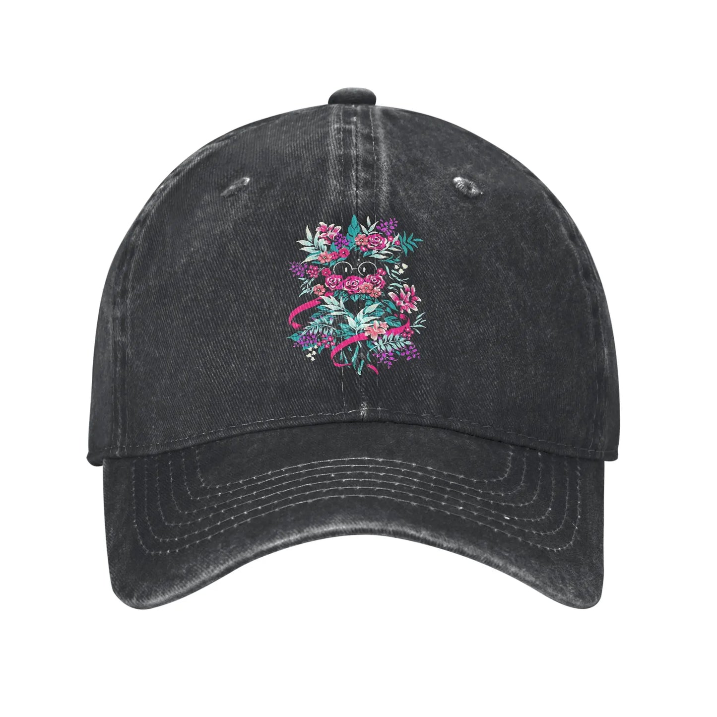 Deltarune Spamton Ralsei Floral Denim Baseball Cap