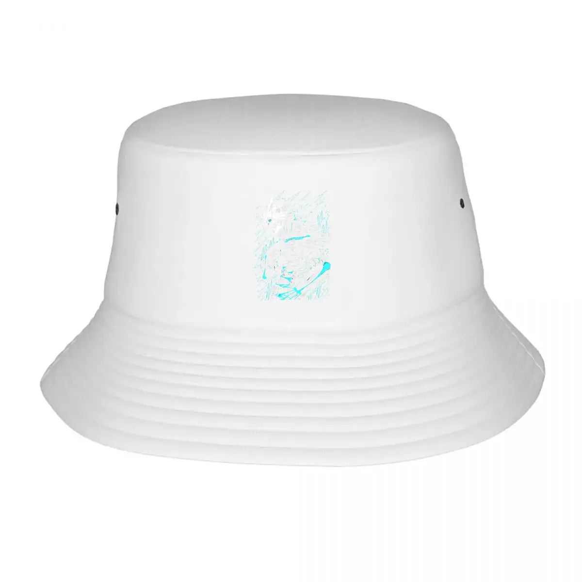 Turquoise Abstract Anime Character Line Art Bucket Hat