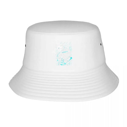 Turquoise Abstract Anime Character Line Art Bucket Hat