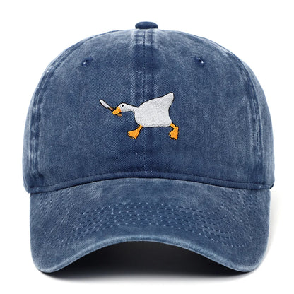 White Goose Embroidered Adjustable Baseball Cap