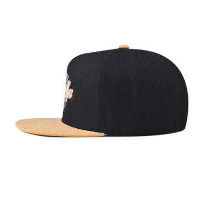 Brooklyn Embroidery Pattern Flat Bill Snapback Cap