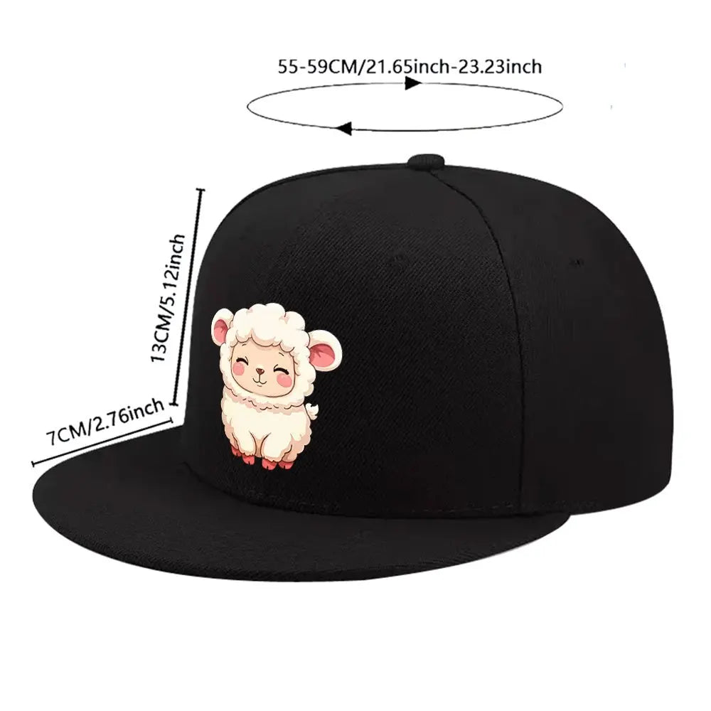 Cute Cartoon Lamb Flat Brim Snapback Cap