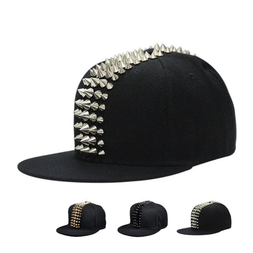 Five-Rivet Flat Brim Snapback Cap