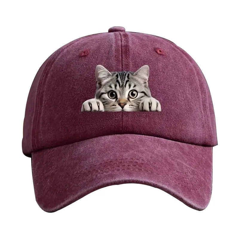 Washed Cotton Denim 3D Print Baseball Cap