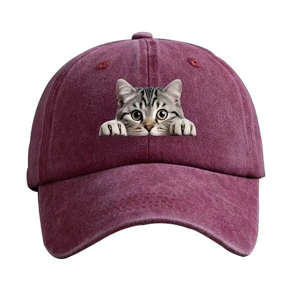 Washed Cotton Denim 3D Print Baseball Cap