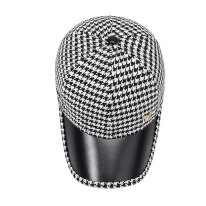 Houndstooth Wool Blend Baseball Cap