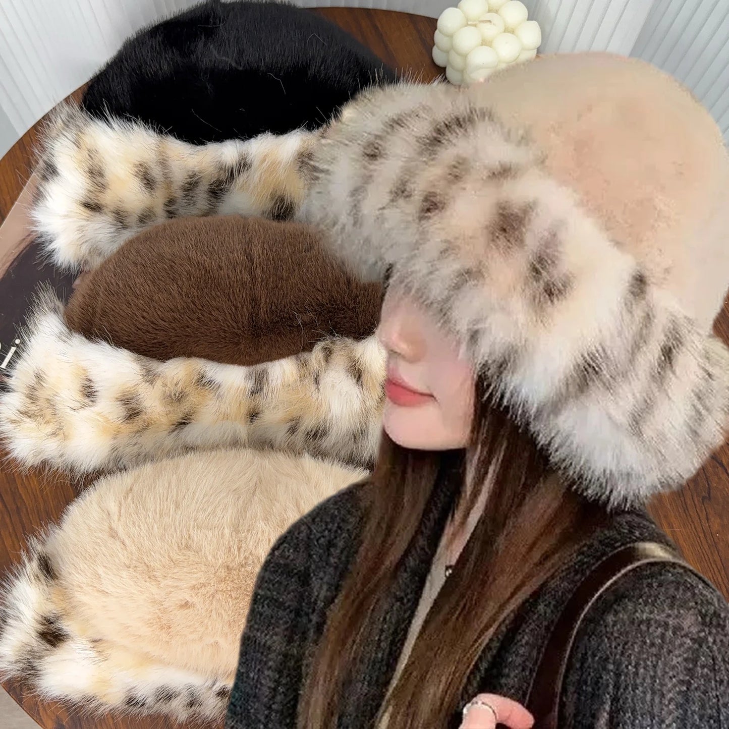 Mongolian Plush Fur Winter Bucket Hat