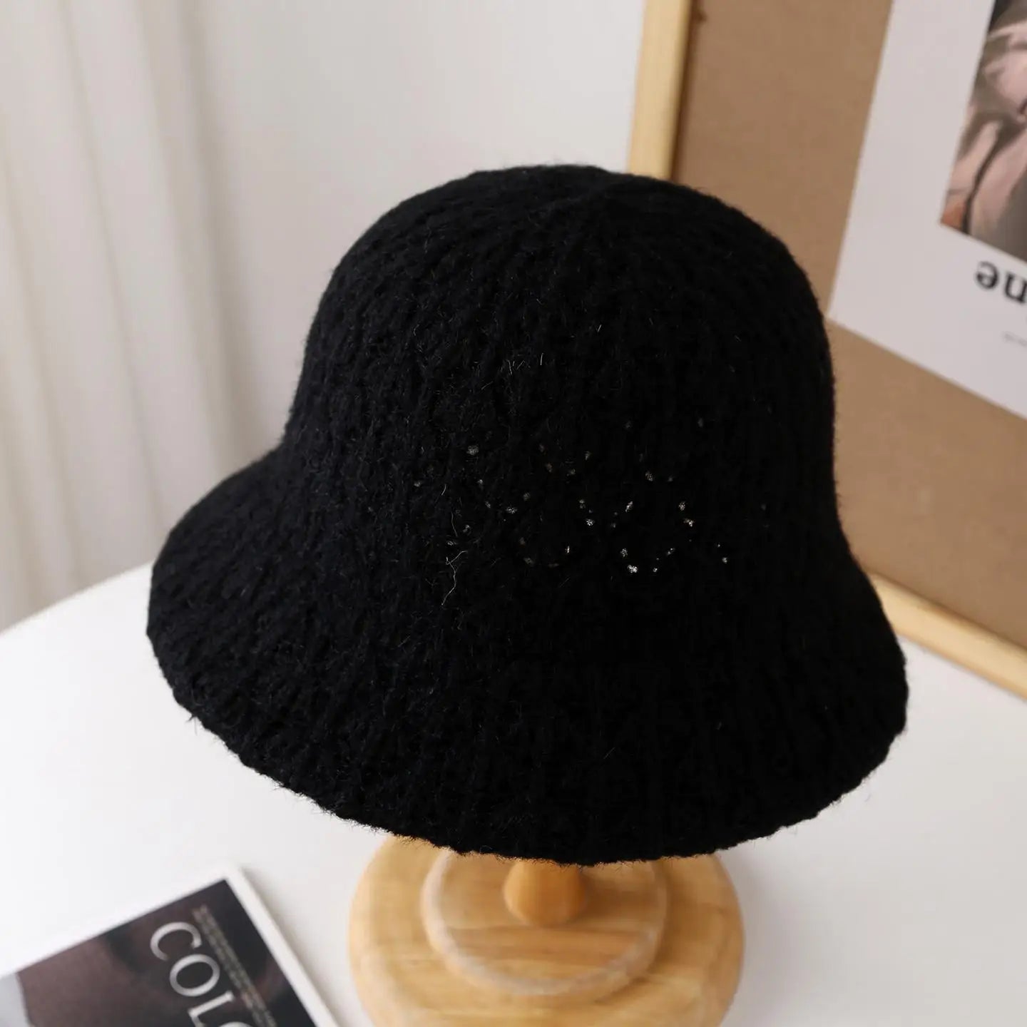Vintage French Knit Round Top Bucket Hat