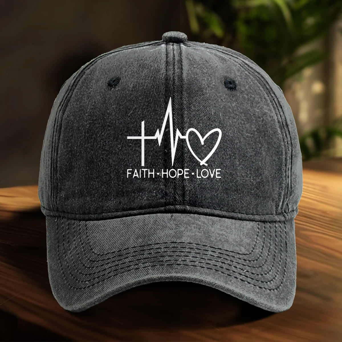 Faith Hope Love Print Adjustable Baseball Cap