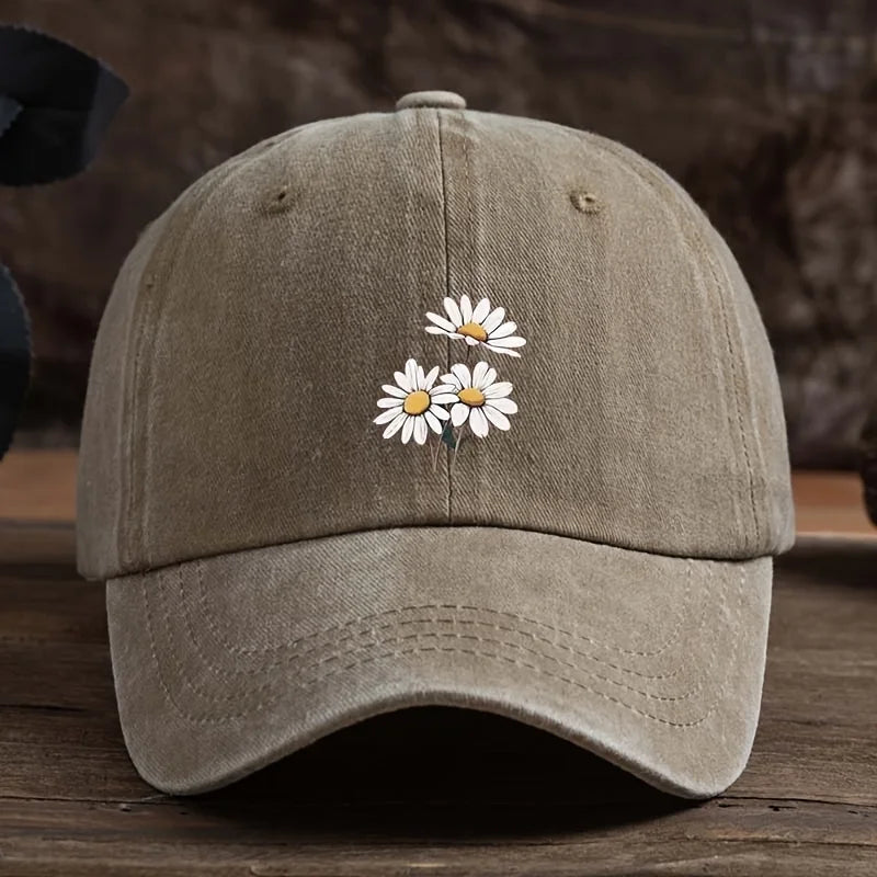 Unisex Daisy Print Duckbill Cap