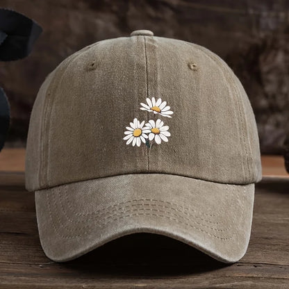 Unisex Daisy Print Duckbill Cap