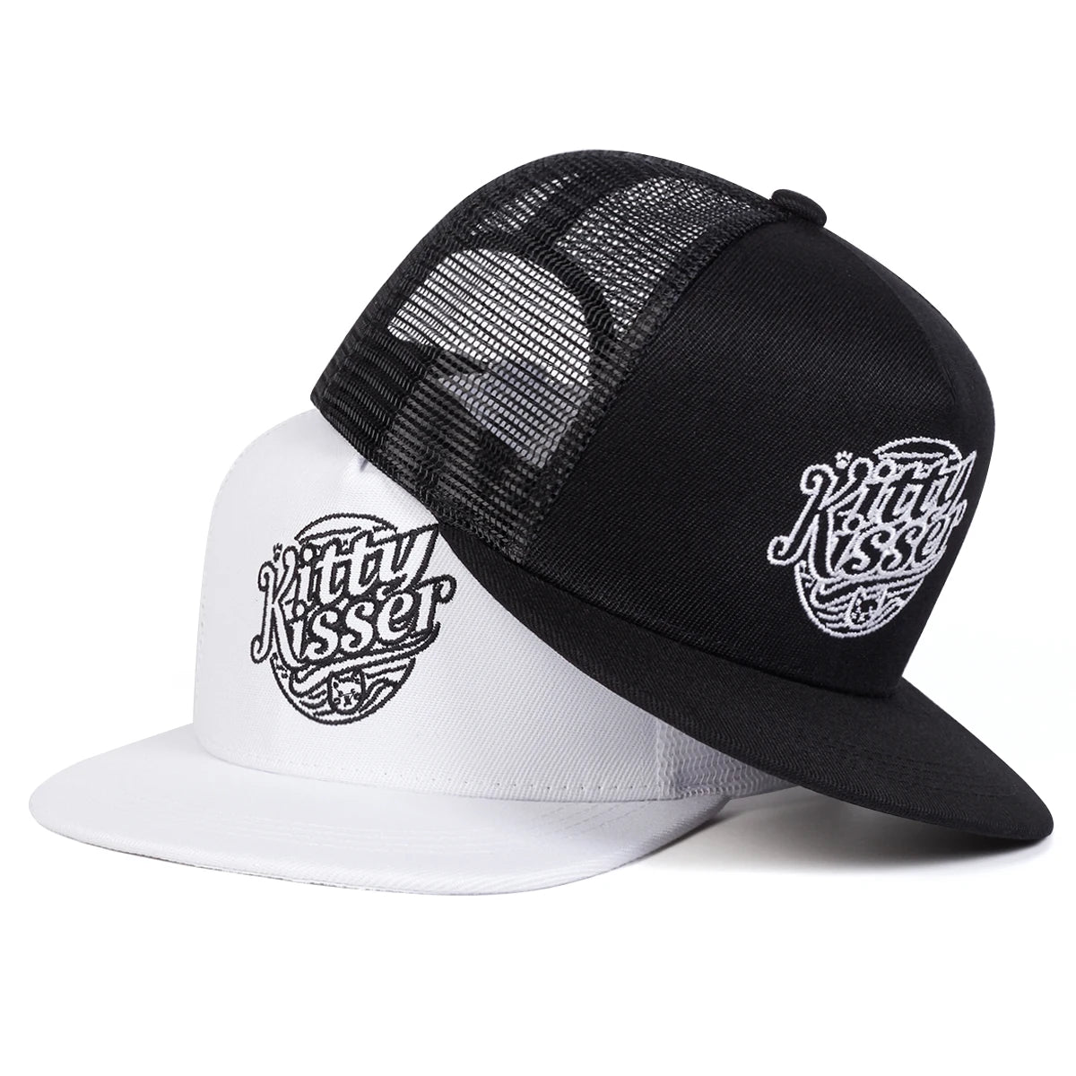 Unisex Kitty Kisser Letter Embroidery Hip-hop Net Hats