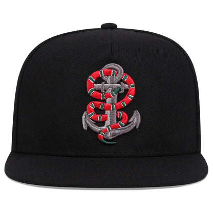 Anchor Snake Embroidery Baseball Cap Unisex