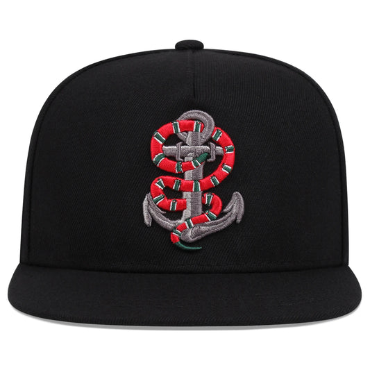 Anchor Snake Embroidery Baseball Cap Unisex