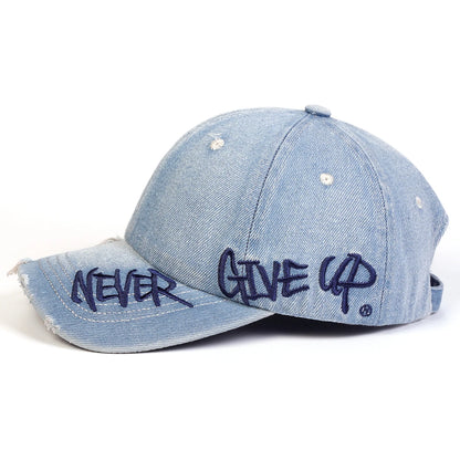 Unisex NEVER GIVE UP Embroidered Baseball Cap