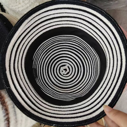 Retro Knitted Contrast Bucket Hat